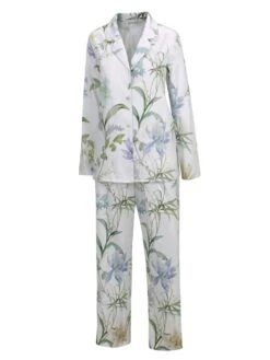 Baumwolle Satin Schlafanzug IRIS Weiß Aqua Von Fürstenberg -Amoena Verkaufs-Shop anzug weiss elfin gelb 42313871 fuerstenberg 1