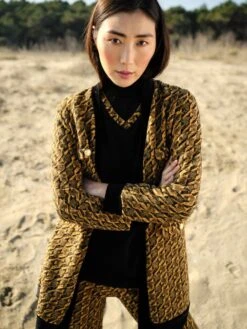 Lounge Set ZAFFERANO Mit Velourhose Schwarz-gelb Von Chiara Fiorini 7 Lounge Set ZAFFERANO Mit Velourhose Schwarz-gelb Von Chiara Fiorini -Amoena Verkaufs-Shop hausanzug kuschel baumwolle velour saffron nero cf1317 chiara fiorini 3