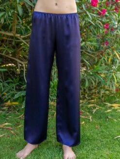 100% Seide PYJAMAHOSE Soie Unie Einfarbig Marjolaine -Amoena Verkaufs-Shop hose seide lang dunkelblau 3soi5803 0036 marjolaine 2 8 1 1