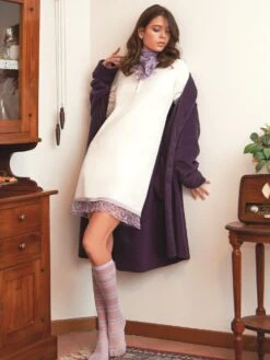 Morgenmantel KUSCHEL FLEECE Pflaume-violett Von Fiori Di Chiara -Amoena Verkaufs-Shop kuschel morgenmantel lila fc9137 fiori di chiara 4