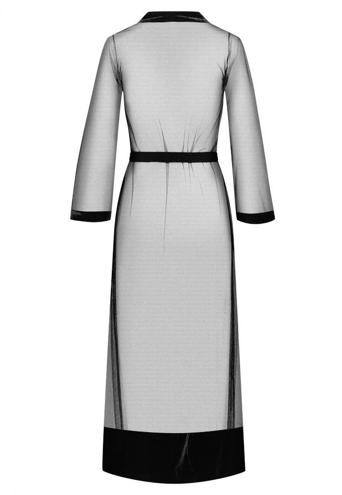 Langer Morgenmantel KIMONO TULLE LONGUE Tüll Schwarz Von Cadolle 3 Langer Morgenmantel KIMONO TULLE LONGUE Tüll Schwarz Von Cadolle – Bild 3