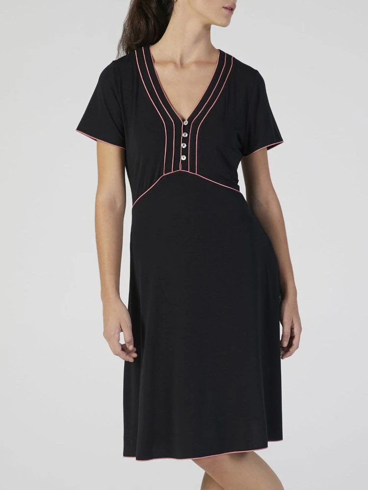 Modal Nachtkleid Knielang Schwarz-pink Von Verdiani 2 Modal Nachtkleid Knielang Schwarz-pink Von Verdiani – Bild 2