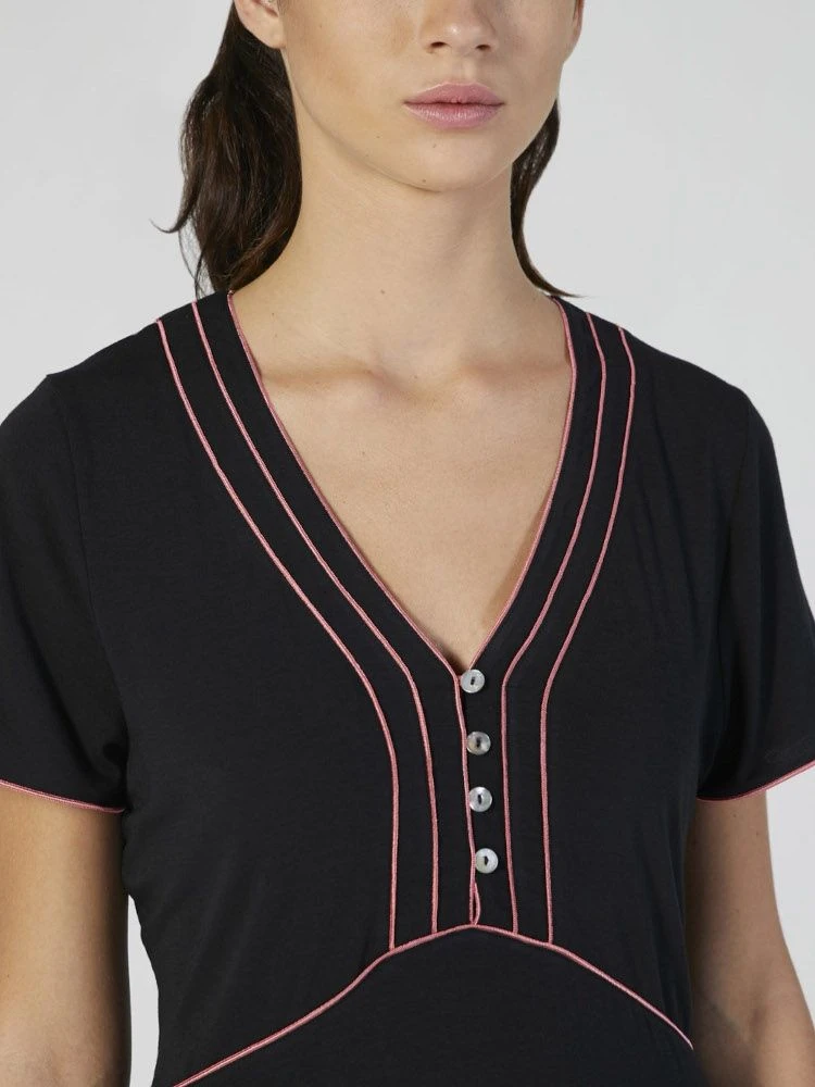 Modal Nachtkleid Knielang Schwarz-pink Von Verdiani 3 Modal Nachtkleid Knielang Schwarz-pink Von Verdiani – Bild 3