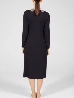 Modal Langarm Nachtkleid Wadenlang Schwarz-rosa Von Verdiani -Amoena Verkaufs-Shop modal nachtkleid lang schwarz 4607 verdiani donna 2 1