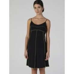 Modal Nachthemd Kurz Schwarz-kiwigrün Von Verdiani