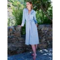 Modal Morgenmantel SUMMER CIELO Mit Seide Blau Von Chiara Fiorini