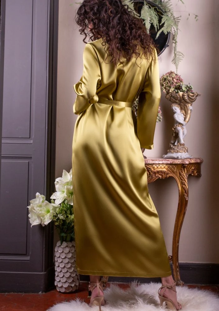 100% Seide Morgenmantel Lang LAURIAN Marjolaine 7 100% Seide Morgenmantel Lang LAURIAN Marjolaine – Bild 7