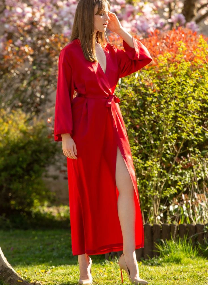 100% Seide Morgenmantel Lang LAURIAN Marjolaine 18 100% Seide Morgenmantel Lang LAURIAN Marjolaine – Bild 18