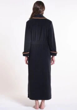 Viscose Fleece Morgenmantel Lang NERO Schwarz-nougat Von Verdiani -Amoena Verkaufs-Shop morgenmantel viscose fleece lang schwarz sand 4844 verdiani 2