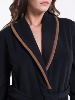 Viscose Fleece Morgenmantel Lang NERO Schwarz-nougat Von Verdiani -Amoena Verkaufs-Shop morgenmantel viscose fleece lang schwarz sand 4844 verdiani 3