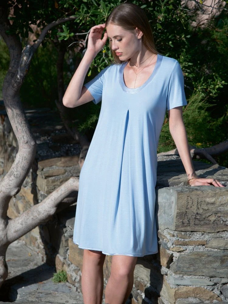 Modal Nachthemd SUMMER CIELO No. 2 Himmelblau Von Chiara Fiorini 2 Modal Nachthemd SUMMER CIELO No. 2 Himmelblau Von Chiara Fiorini – Bild 2
