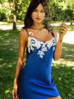 100% Seide Nachthemd MARJOLIE No. 1 Marjolaine 12 100% Seide Nachthemd MARJOLIE No. 1 Marjolaine -Amoena Verkaufs-Shop nachthemd seide 3mar0101 royalblau weiss marjolaine 4