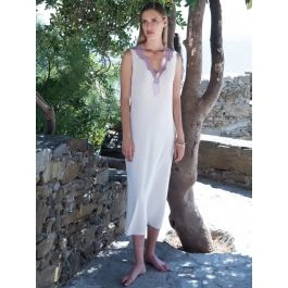 Modal Nachtkleid PANNA No. 1 Weiß-lavendel Von Chiara Fiorini 1 Modal Nachtkleid PANNA No. 1 Weiß-lavendel Von Chiara Fiorini