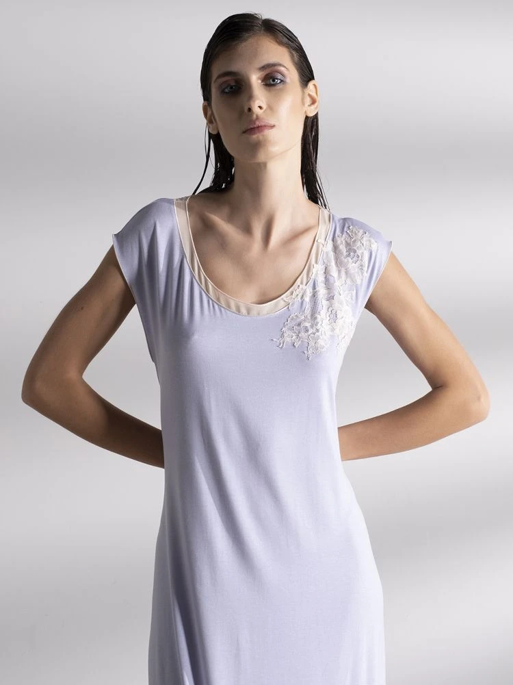 Modal Nachtkleid LAVANDA Mit Spitze Lang Von Verdiani 2 Modal Nachtkleid LAVANDA Mit Spitze Lang Von Verdiani – Bild 2
