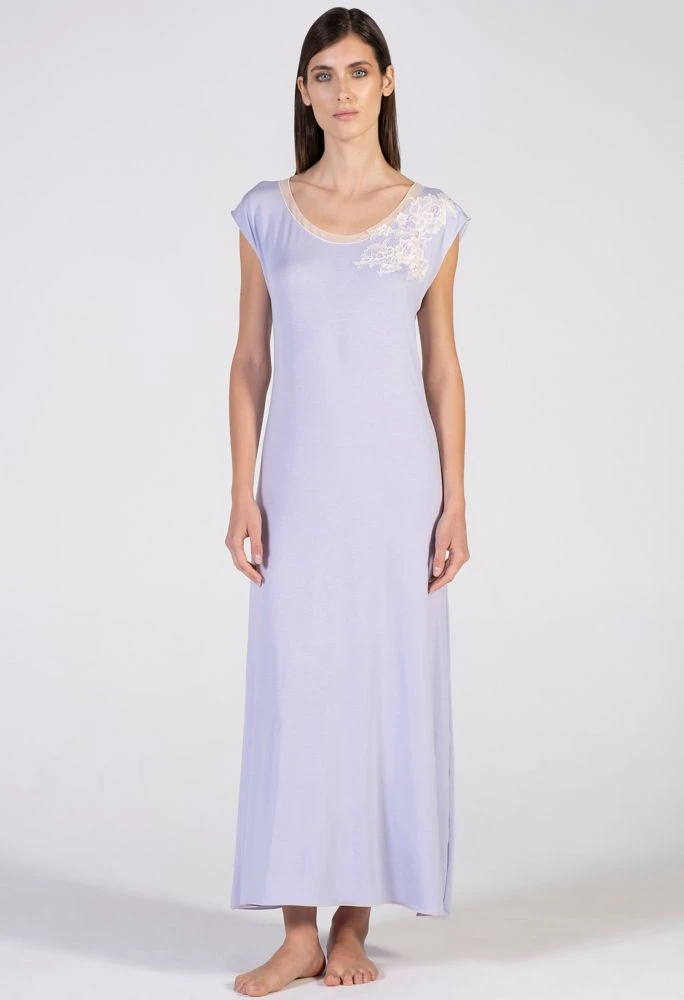 Modal Nachtkleid LAVANDA Mit Spitze Lang Von Verdiani 5 Modal Nachtkleid LAVANDA Mit Spitze Lang Von Verdiani – Bild 5