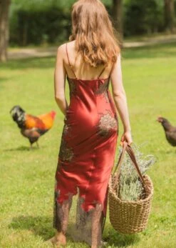 100% Seide Neglige Lang MELINDA Von Marjolaine -Amoena Verkaufs-Shop nachtkleid lang seide melinda 4mel3003 rost rot marjolaine