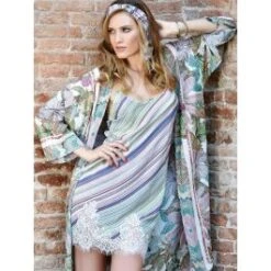 Viscose Nachthemd GRÜN LILA Von Chiara Fiorini