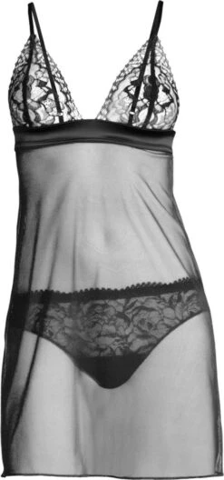 Tüll NEGLIGE Mit Französischer Spitze Schwarz Von Oscalito -Amoena Verkaufs-Shop neglige tuell schwarz 6478 oscalito 4