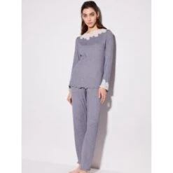 Modal Pyjama FEINRIPP In Jeansblau Von Chiara Fiorini