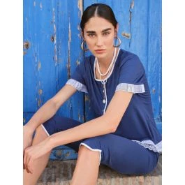 Sommer Pyjama DENIM Jeansblau Von Fiori Di Chiara 1 Sommer Pyjama DENIM Jeansblau Von Fiori Di Chiara