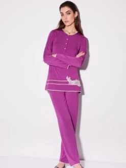 Modal Pyjama Mit Knopfleiste Von Chiara Fiorini -Amoena Verkaufs-Shop pyjama modal mosto beere cf1374 chiara fiorini 9 1