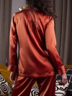 Seidenpyjama NOANE BICOLORE Stretchseide Marjolaine -Amoena Verkaufs-Shop pyjama noane bicolor brique ecorce 4noa5502 marjolaine 7 1