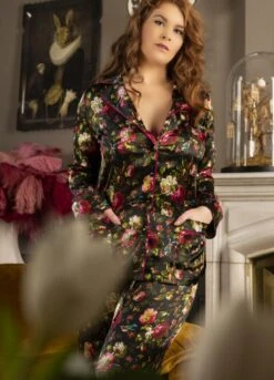 Seidenpyjama NURHAN Schwarz-grün Von Marjolaine -Amoena Verkaufs-Shop pyjama nurhan imp fleurs 9nur5501 marjolaine