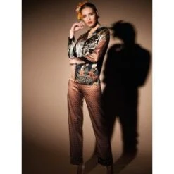 Seide Pyjama 2-tlg. CHRISTMAS CAPSULE Schwarz-bunt Von Chiara Fiorini