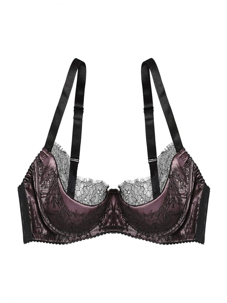 Seide Bügel-BH RAMA SOIE TOURBE Violett-schwarz Von Cadolle 2 Seide Bügel-BH RAMA SOIE TOURBE Violett-schwarz Von Cadolle – Bild 2