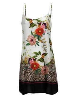 Nachthemd 100% Seide VILLA FLORA Creme-bunt Von Eva B. Bitzer -Amoena Verkaufs-Shop seide longshirt 20310278 floral champagne eva b bitzer 2