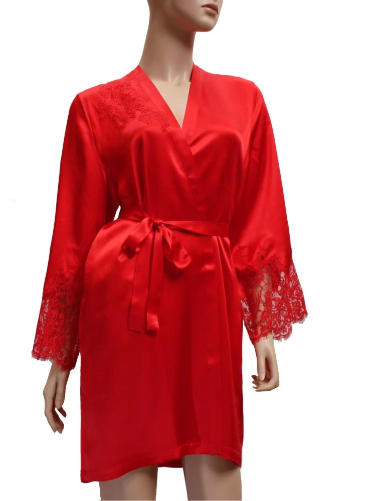 Seide Morgenmantel JARDIN Kurz Mit Spitze Marjolaine 3 Seide Morgenmantel JARDIN Kurz Mit Spitze Marjolaine – Bild 3