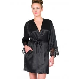 Seide Morgenmantel JARDIN Kurz Mit Spitze Marjolaine 1 Seide Morgenmantel JARDIN Kurz Mit Spitze Marjolaine