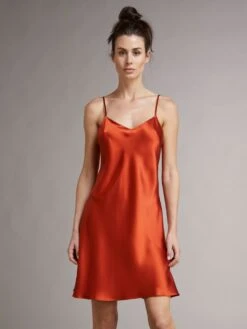 100% Seide Nachthemd CAROLINE Von Vivis -Amoena Verkaufs-Shop seide nachthemd v00003 caroline paprika vivis 1