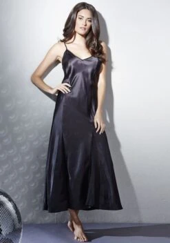 100% Seide Nachtkleid Lang KLASSIK SATIN Von Eva B. Bitzer -Amoena Verkaufs-Shop seide nachtkleid lang 27319898 schwarz eva bitzer