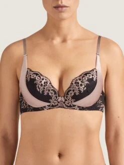 Seide Push-Up BH FEMME GLAMOUR Altrosa-schwarz Von Aubade -Amoena Verkaufs-Shop seide push up bh md18 altrosa 1 femme glamour aubade 2