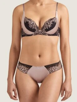 Seide Push-Up BH FEMME GLAMOUR Altrosa-schwarz Von Aubade -Amoena Verkaufs-Shop seide push up bh md18 altrosa 1 femme glamour aubade 4