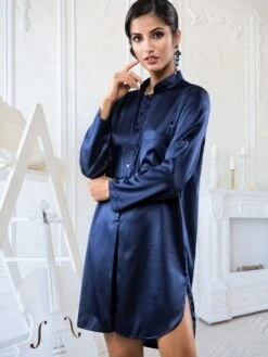 Seta Superior Seide Sleepshirt PODEROSA Von Cotton Club -Amoena Verkaufs-Shop seide sleepshirt poderosa dunkelblau seta superior cotton club 2 1