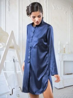 Seta Superior Seide Sleepshirt PODEROSA Von Cotton Club -Amoena Verkaufs-Shop seide sleepshirt poderosa dunkelblau seta superior cotton club