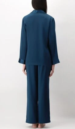 100% Seide Schlafanzug CLASSICO Von Luna Di Seta -Amoena Verkaufs-Shop seidenpyjama damen vlst08007 ocean petrol luna di seta 4 1 1 1