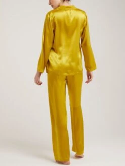 100% Seide Schlafanzug LAILA Klassisch Von Vivis -Amoena Verkaufs-Shop seidenpyjama laila v00009 goldgruen vivis 2 6 1