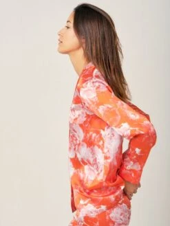 100% Seide Schlafanzug Elisabetha In TEA GARDEN RED Von Radice -Amoena Verkaufs-Shop seidenpyjama tea garden red radice