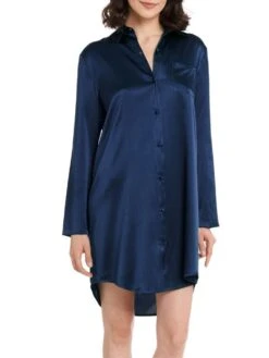 Seide Sleepshirt SEDUZIONE DI SETA Satin Von Gattina -Amoena Verkaufs-Shop sleepshirt seide 381453 navy gattina 1 1