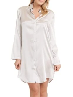 Seide Sleepshirt SEDUZIONE DI SETA Satin Von Gattina -Amoena Verkaufs-Shop sleepshirt seide 381453 silber gattina 1 1