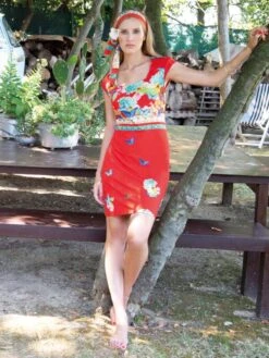 Viscose Strandkleid PAPILLON No. 2 Von Chiara Fiorini -Amoena Verkaufs-Shop strandkleid rot viscose cf614 chiara fiorini 1 1