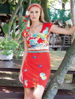 Viscose Strandkleid PAPILLON No. 2 Von Chiara Fiorini -Amoena Verkaufs-Shop strandkleid rot viscose cf614 chiara fiorini 3