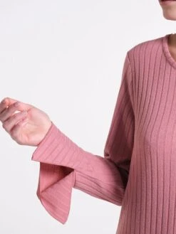 Ripp-Jersey Kleid Lang LOUNGE No. 2 Altrosé Viscose Von Verdiani -Amoena Verkaufs-Shop strickkleid viscose rippe rosa 8811 loungewear verdiani 4