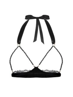 Ouvert Triangel-BH GEISHA SG Mit Schmuck-Kristallen Von Cadolle -Amoena Verkaufs-Shop triangle geisha perles noir 4500ab cadolle 2